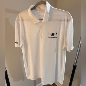 Nike Shirt Polo White Men’s Large Lakota Helicopter and Airbus Logos-Preowned